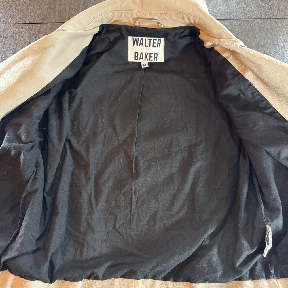 Walter Baker Cream Leather Moto Jacket Sz M - Picture 6 of 13